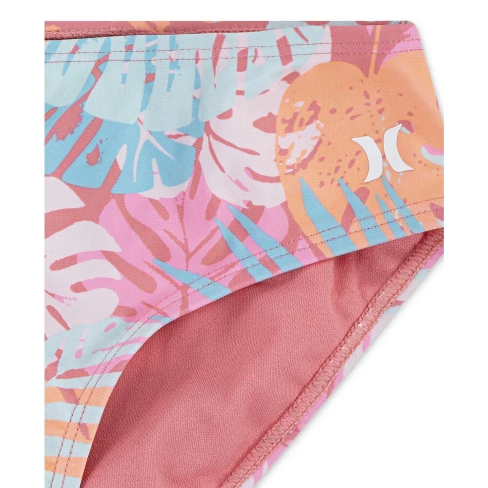 Hurley 3-Piece Rashguard Set Girls 8 Sunset Coral Tropical Swimwear GBO1354